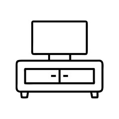 tv console icon, furniture line art, furniture vector - simple black line art icon of tv console perfect for logos, and furniture-themed designs.