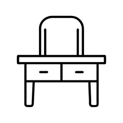 vanity table icon, furniture line art, furniture vector - simple black line art icon of vanity table perfect for logos, and furniture-themed designs.