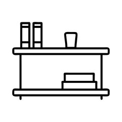 wall shelf icon, furniture line art, furniture vector - simple black line art icon of wall shelf perfect for logos, and furniture-themed designs.