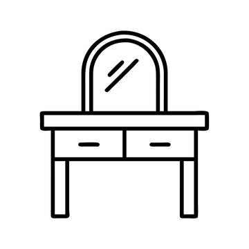 recommend clip art: vanity table icon, furniture line art, furniture vector - simple black line art icon of vanity table perfect for logos, and furniture-themed designs.