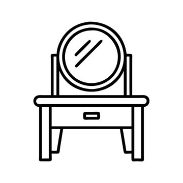 recommend clip art: vanity table icon, furniture line art, furniture vector - simple black line art icon of vanity table perfect for logos, and furniture-themed designs.