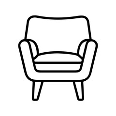 armchair icon, furniture line art, furniture vector - simple black line art icon of armchair perfect for logos, and furniture-themed designs.
