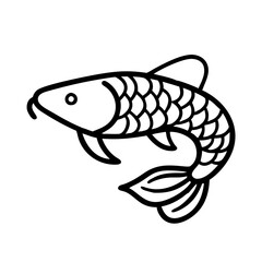 arowana icon, fish line art, fish vector - simple black line art icon of arowana perfect for logos, and fish-themed designs.
