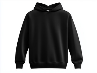 Blank black hoodie template. Hoodie sweatshirt long sleeve with clipping path, hoody for design mockup for print, isolated on white background.