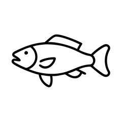 barramundi icon, fish line art, fish vector - simple black line art icon of barramundi perfect for logos, and fish-themed designs.