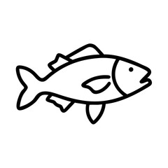 Fototapeta premium barramundi icon, fish line art, fish vector - simple black line art icon of barramundi perfect for logos, and fish-themed designs.
