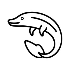 bichir icon, fish line art, fish vector - simple black line art icon of bichir perfect for logos, and fish-themed designs.
