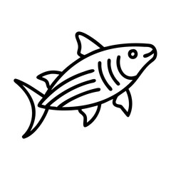 bonefish icon, fish line art, fish vector - simple black line art icon of bonefish perfect for logos, and fish-themed designs.