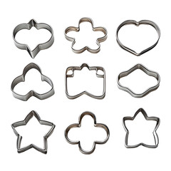 Photography of Metal Cookie Cutters in Various Shapes on White Background