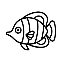 butterflyfish icon, fish line art, fish vector - simple black line art icon of butterflyfish perfect for logos, and fish-themed designs.