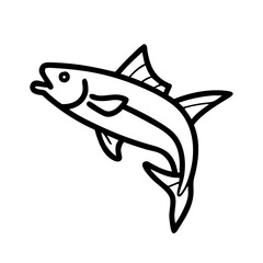 cobia icon, fish line art, fish vector - simple black line art icon of cobia perfect for logos, and fish-themed designs.