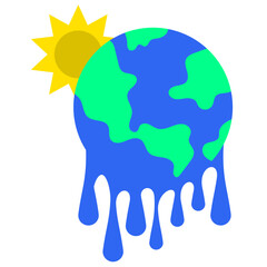 Global Warming Earth Illustration with Dripping Effect