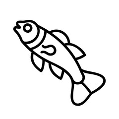 goby fish icon, fish line art, fish vector - simple black line art icon of goby fish perfect for logos, and fish-themed designs.