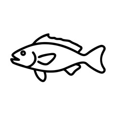 grouper icon, fish line art, fish vector - simple black line art icon of grouper perfect for logos, and fish-themed designs.