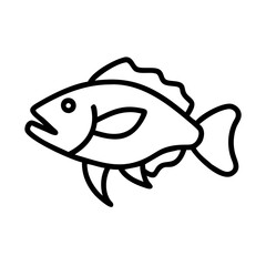 grouper icon, fish line art, fish vector - simple black line art icon of grouper perfect for logos, and fish-themed designs.