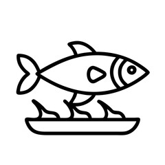 herring icon, fish line art, fish vector - simple black line art icon of herring perfect for logos, and fish-themed designs.