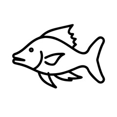 hogfish icon, fish line art, fish vector - simple black line art icon of hogfish perfect for logos, and fish-themed designs.