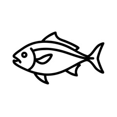 jack crevalle icon, fish line art, fish vector - simple black line art icon of jack crevalle perfect for logos, and fish-themed designs.