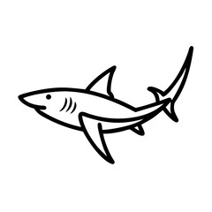 mako shark icon, fish line art, fish vector - simple black line art icon of mako shark perfect for logos, and fish-themed designs.