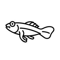 mudskipper icon, fish line art, fish vector - simple black line art icon of mudskipper perfect for logos, and fish-themed designs.