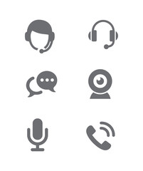 Contact Us, Communications, Social Media Vector Icon Set stock illustration