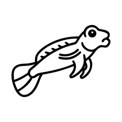 mudskipper icon, fish line art, fish vector - simple black line art icon of mudskipper perfect for logos, and fish-themed designs.