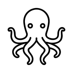 octopus icon, fish line art, fish vector - simple black line art icon of octopus perfect for logos, and fish-themed designs.