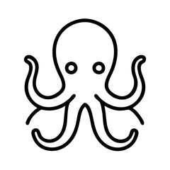 octopus icon, fish line art, fish vector - simple black line art icon of octopus perfect for logos, and fish-themed designs.