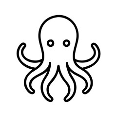 octopus icon, fish line art, fish vector - simple black line art icon of octopus perfect for logos, and fish-themed designs.