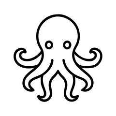 octopus icon, fish line art, fish vector - simple black line art icon of octopus perfect for logos, and fish-themed designs.