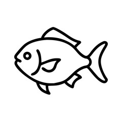 pacu icon, fish line art, fish vector - simple black line art icon of pacu perfect for logos, and fish-themed designs.