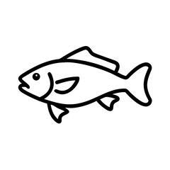 red drum redfish icon, fish line art, fish vector - simple black line art icon of red drum redfish perfect for logos, and fish-themed designs.