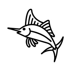 sailfish icon, fish line art, fish vector - simple black line art icon of sailfish perfect for logos, and fish-themed designs.