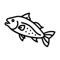 sablefish black cod icon, fish line art, fish vector - simple black line art icon of sablefish black cod perfect for logos, and fish-themed designs.