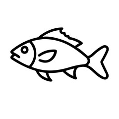 sea bass icon, fish line art, fish vector - simple black line art icon of sea bass perfect for logos, and fish-themed designs.
