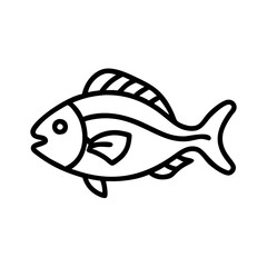 scup porgy icon, fish line art, fish vector - simple black line art icon of scup porgy perfect for logos, and fish-themed designs.