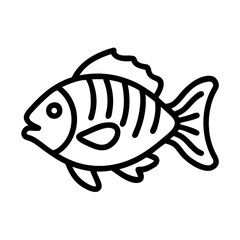 sheepshead icon, fish line art, fish vector - simple black line art icon of sheepshead perfect for logos, and fish-themed designs.