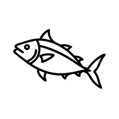 skipjack tuna icon, fish line art, fish vector - simple black line art icon of skipjack tuna perfect for logos, and fish-themed designs.