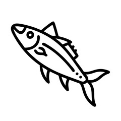 spanish mackerel icon, fish line art, fish vector - simple black line art icon of spanish mackerel perfect for logos, and fish-themed designs.