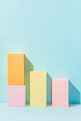 Minimalist Financial Graphs with Pastel Geometric Shapes and Shadows