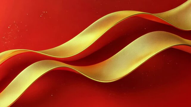 Gold streamer background on red background