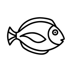 surgeonfish tang icon, fish line art, fish vector - simple black line art icon of surgeonfish tang perfect for logos, and fish-themed designs.