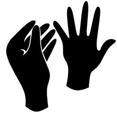 set of hand silhouettes isolated on white, Human hand gestures, collection of black hands, flat, silhouette hands pose collection, Vector illustration.