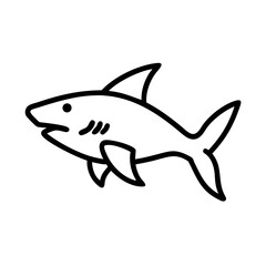 tiger shark icon, fish line art, fish vector - simple black line art icon of tiger shark perfect for logos, and fish-themed designs.