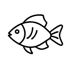 tilapia icon, fish line art, fish vector - simple black line art icon of tilapia perfect for logos, and fish-themed designs.