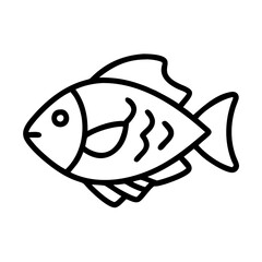 tilapia icon, fish line art, fish vector - simple black line art icon of tilapia perfect for logos, and fish-themed designs.