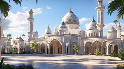 Fototapeta premium Magnificent Mosque Architecture: A Stunning Architectural Masterpiece