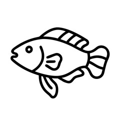 wrasse icon, fish line art, fish vector - simple black line art icon of wrasse perfect for logos, and fish-themed designs.