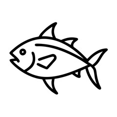 yellowfin tuna icon, fish line art, fish vector - simple black line art icon of yellowfin tuna perfect for logos, and fish-themed designs.