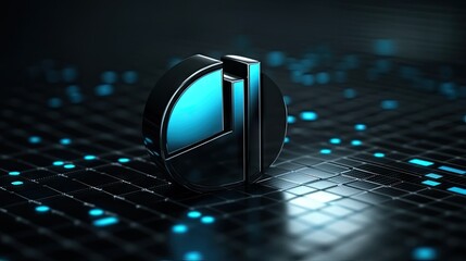Abstract 3D Pie Chart on Futuristic Digital Background